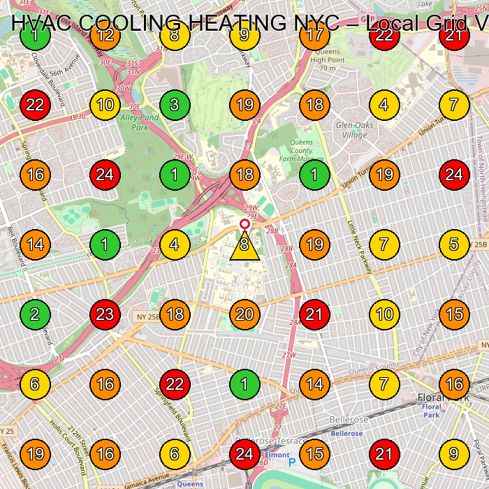 HVAC COOLING HEATING NYC Hvac Contractor GeoGrid ranking map for Jamaica NY